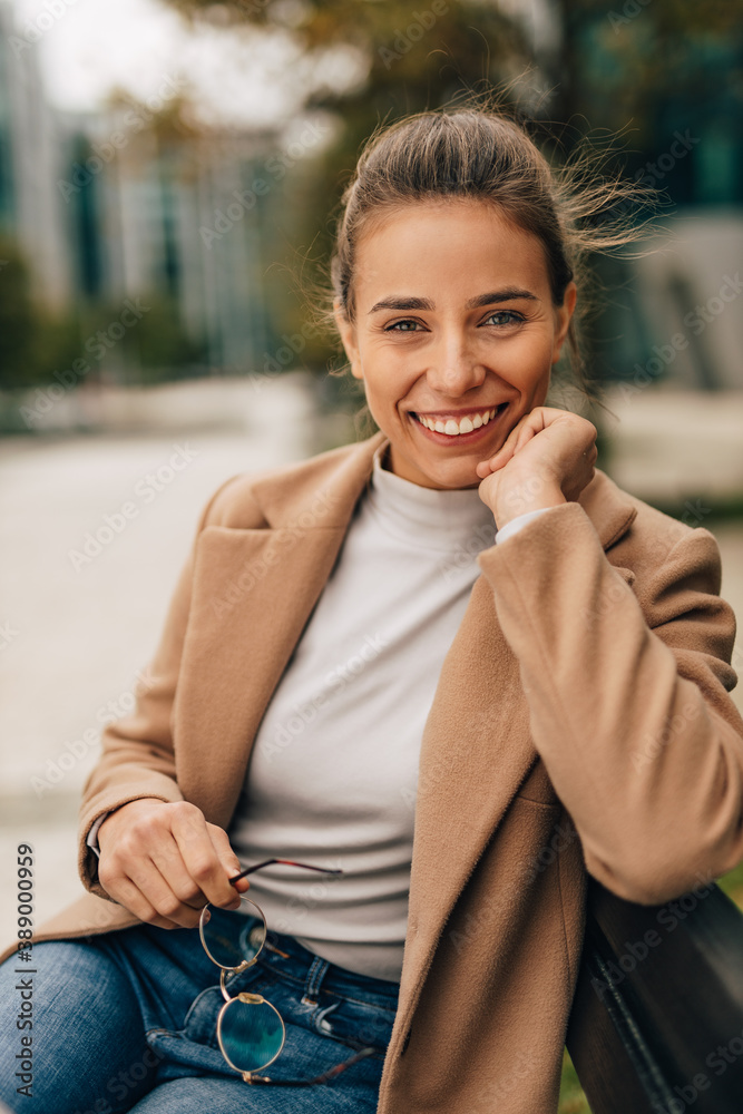 Autumn season, model posing in a autumn fashion collection.