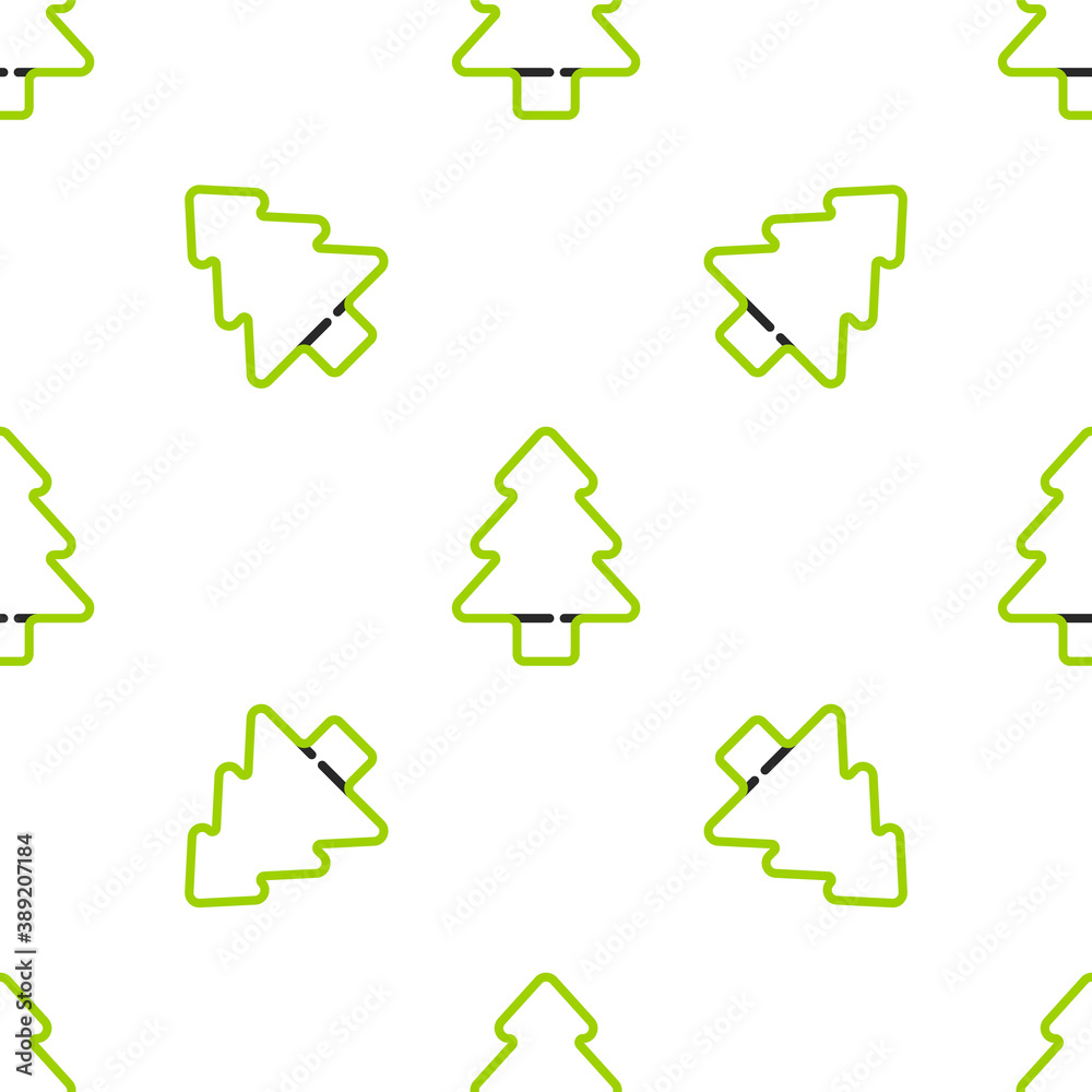 Line Tree icon isolated seamless pattern on white background. Forest symbol. Vector.