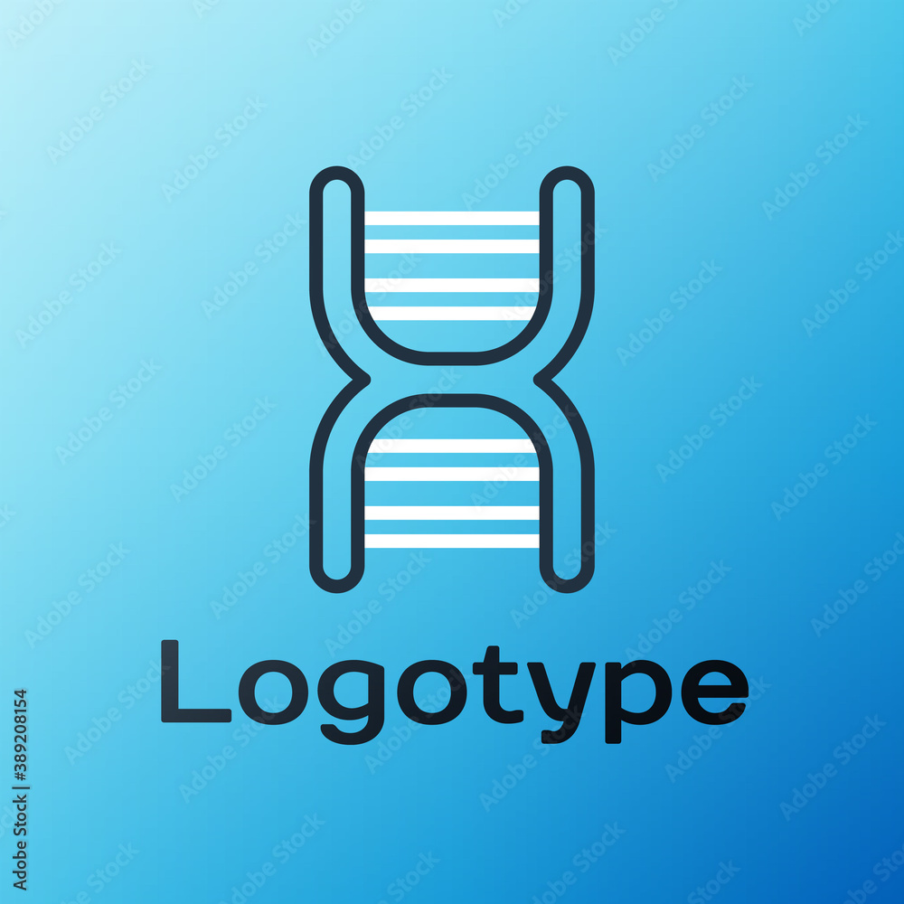 Line DNA symbol icon isolated on blue background. Colorful outline concept. Vector.