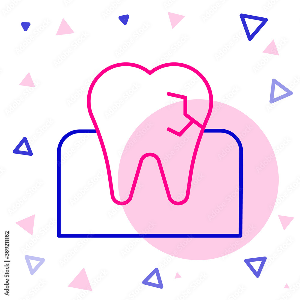 Line Tooth with caries icon isolated on white background. Tooth decay. Colorful outline concept. Vec