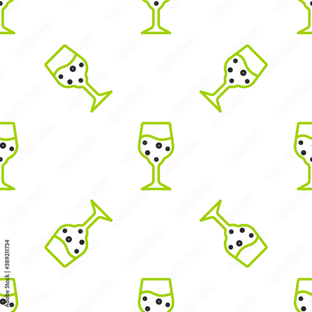 Line Glass of champagne icon isolated seamless pattern on white background. Vector.