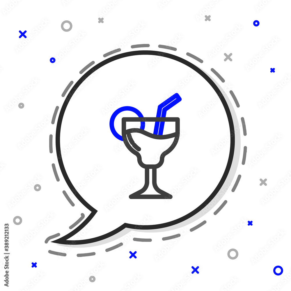 Line Cocktail and alcohol drink icon isolated on white background. Colorful outline concept. Vector.