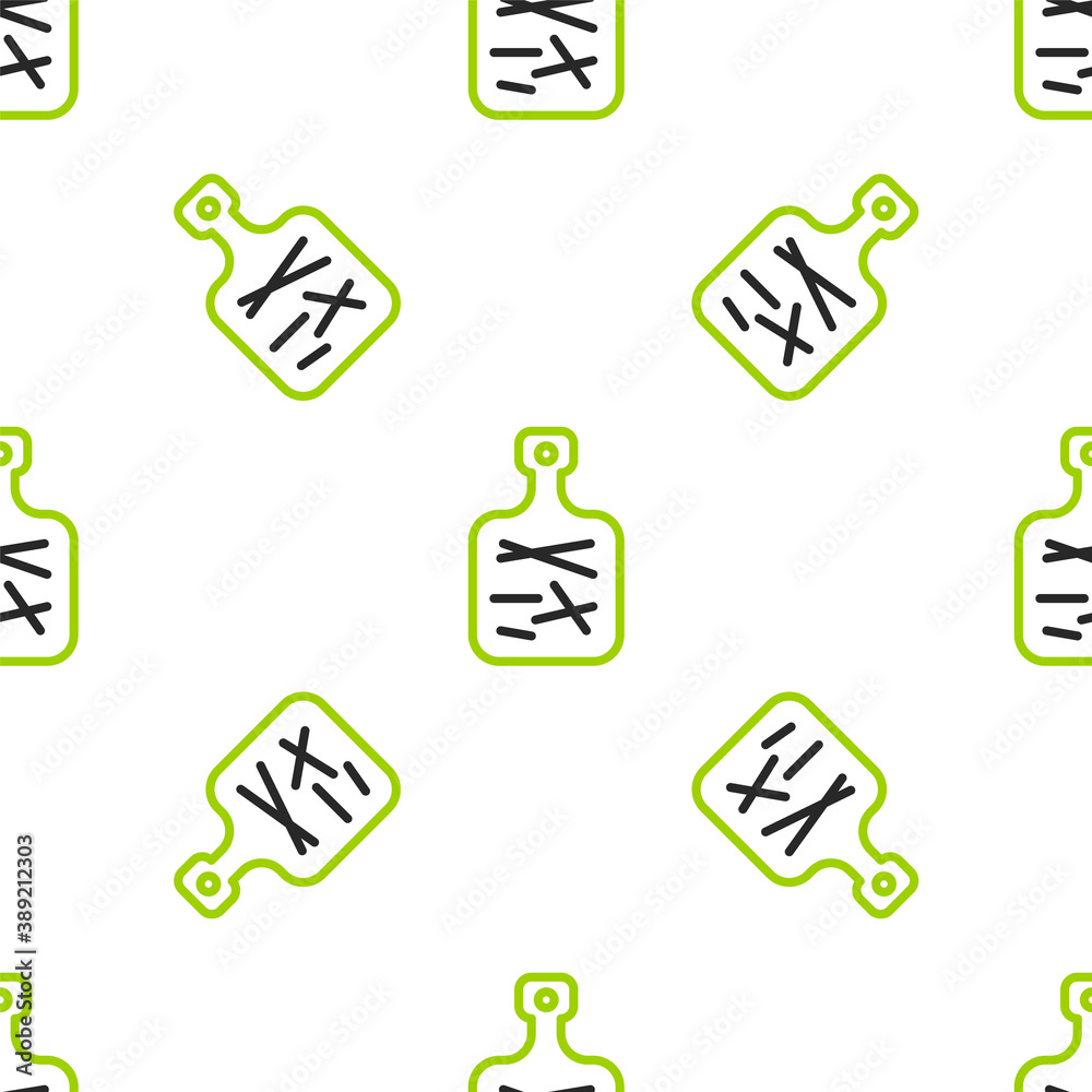 Line Cutting board icon isolated seamless pattern on white background. Chopping Board symbol. Vector