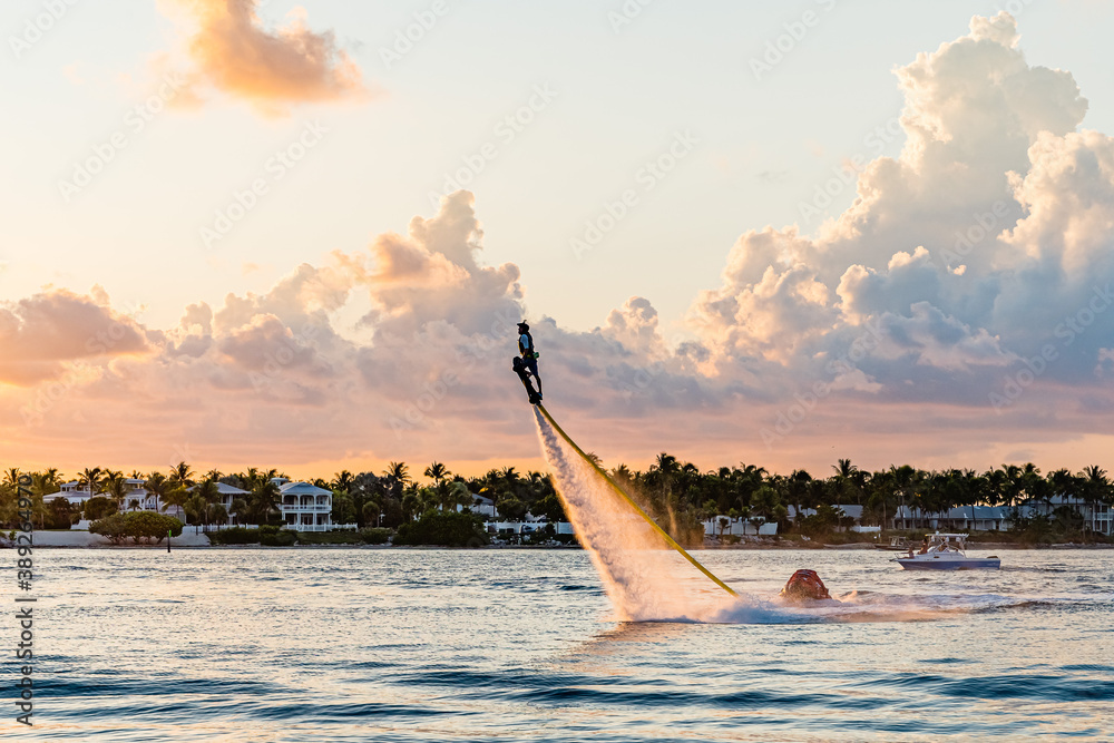 Flyboard Extreme, Man Flyboarding at Sunset, Key West South Florida