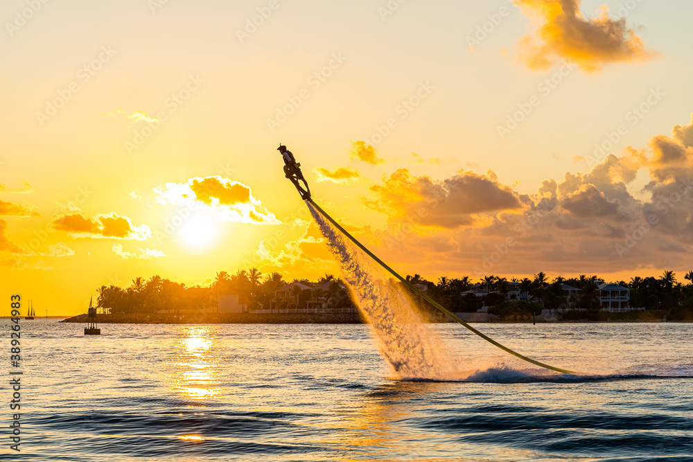 Flyboard Extreme, Man Flyboarding at Sunset, Key West South Florida