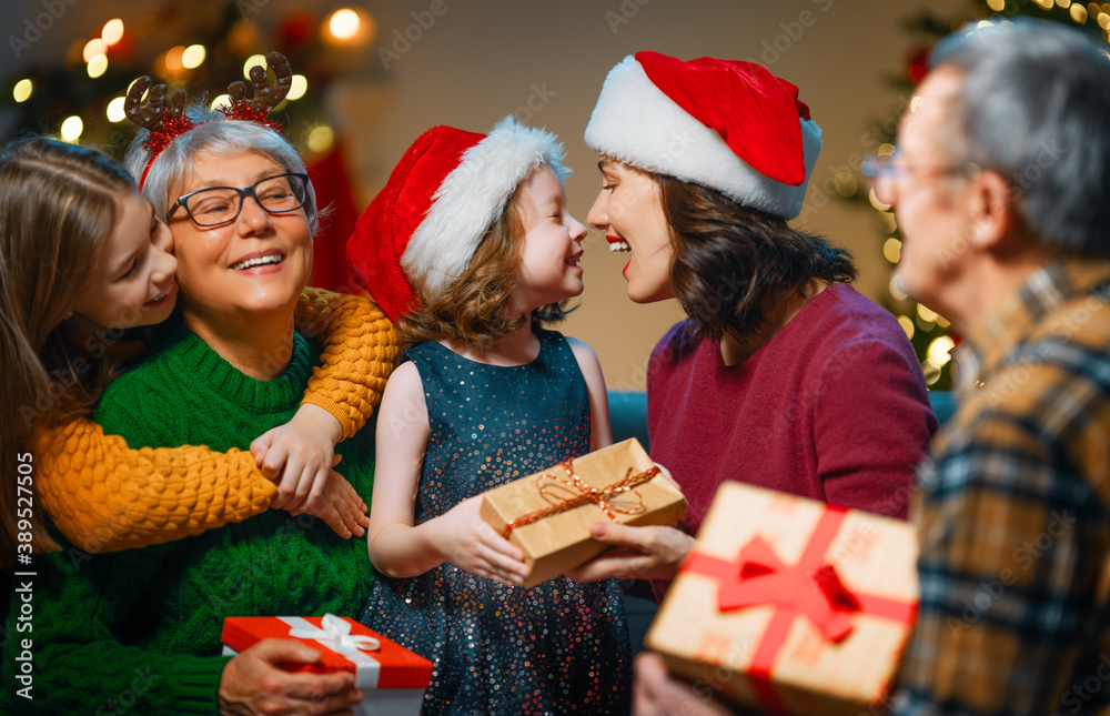 family celebrating Christmas