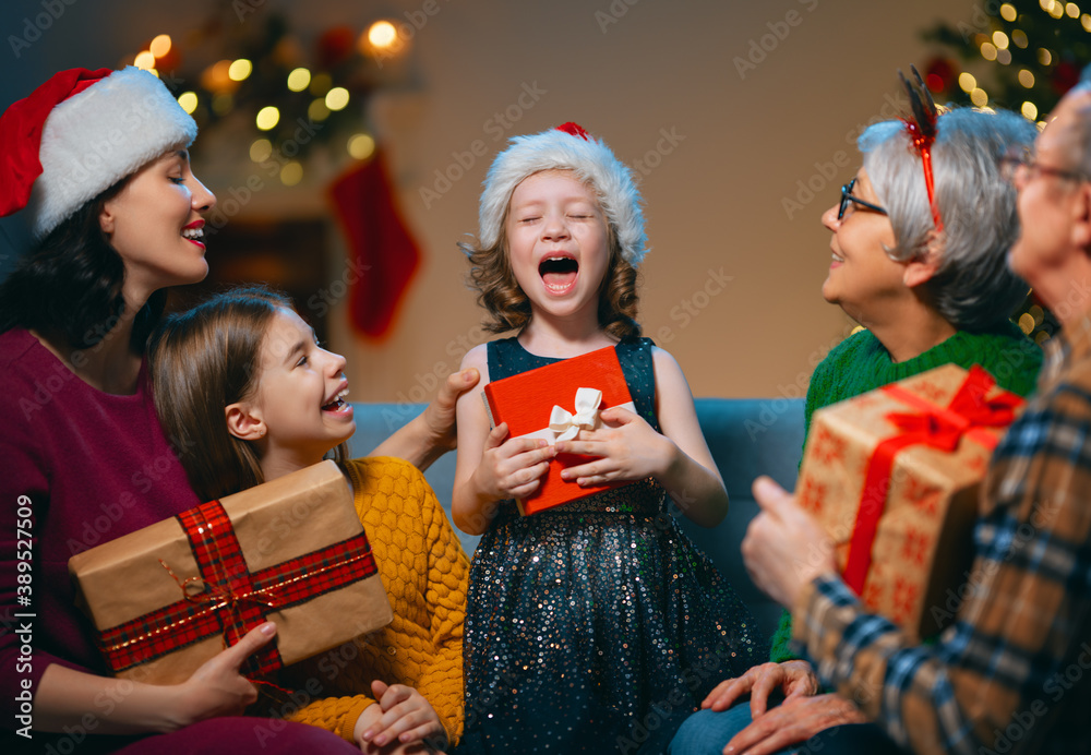 family celebrating Christmas