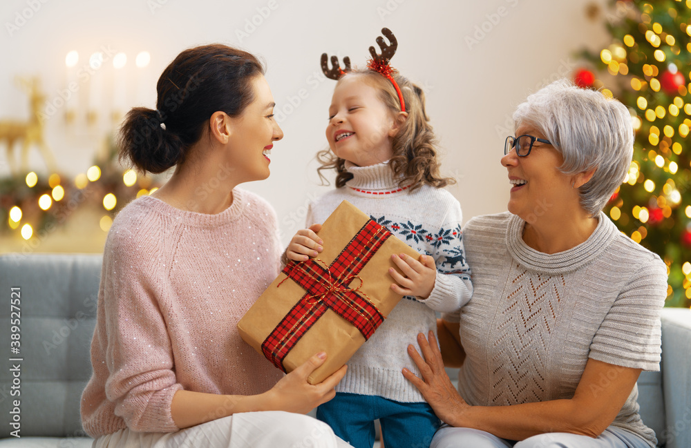 family celebrating Christmas