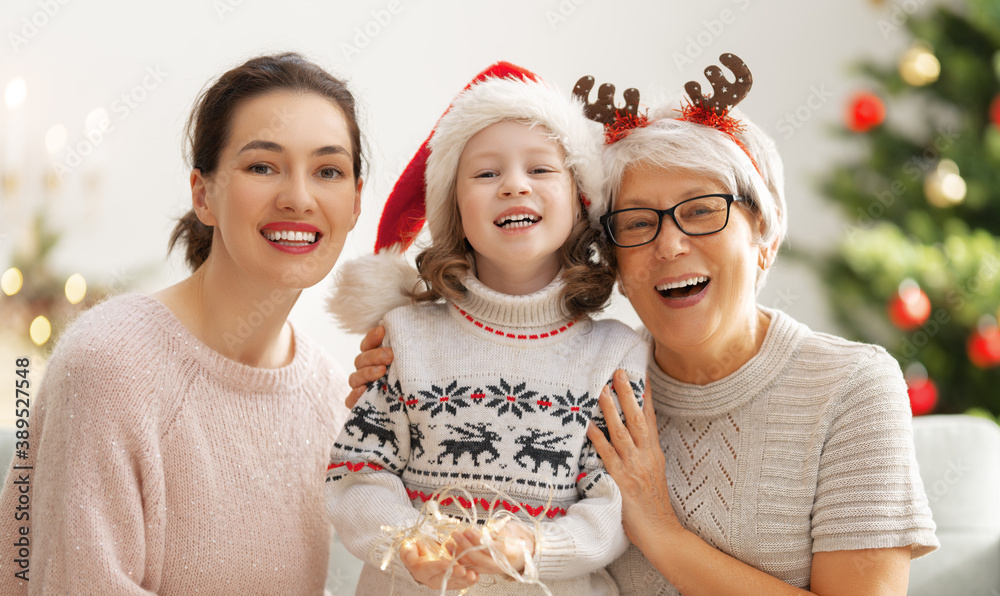 family celebrating Christmas