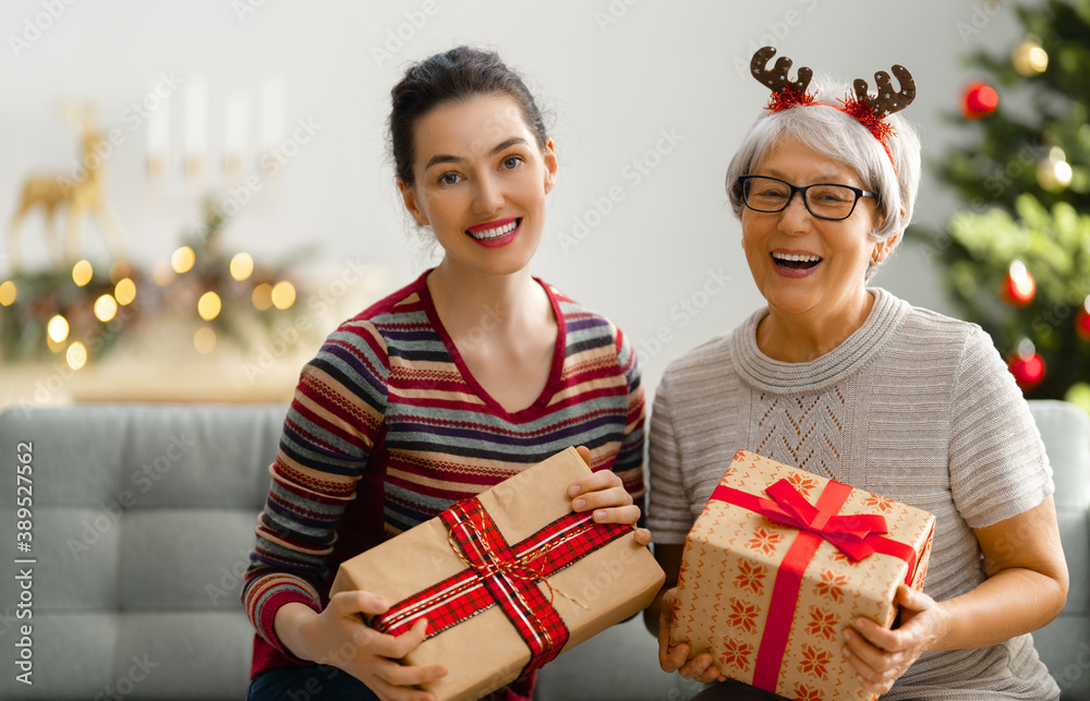 family celebrating Christmas