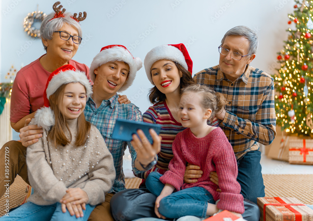 family celebrating Christmas