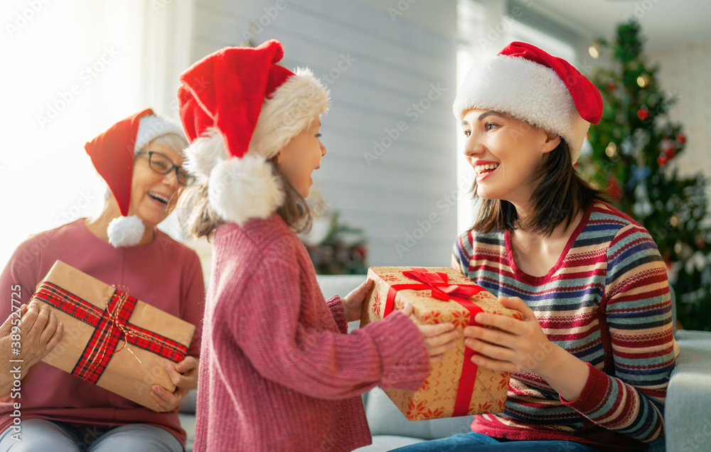 family celebrating Christmas