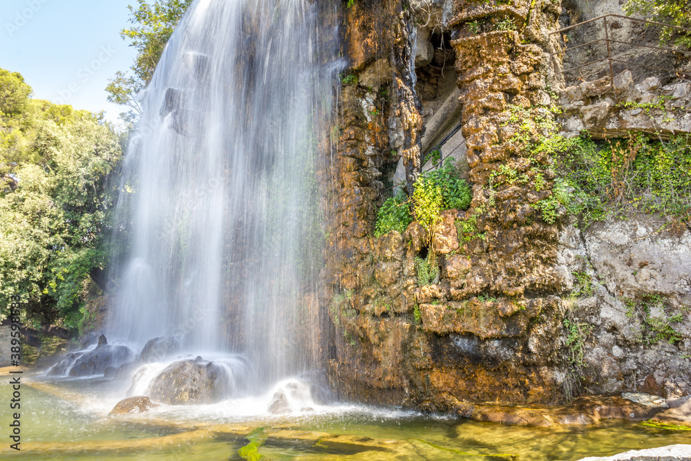 Waterfall in the castle hill, Nice, France