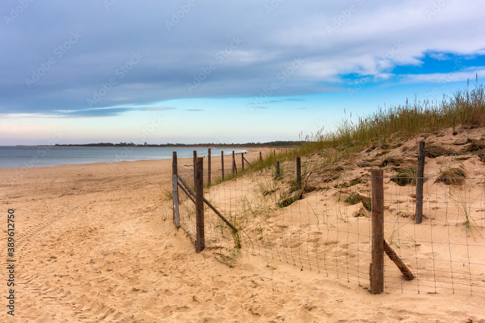 Entrance to the Baltic Sea beach in Sobieszewo, Poland