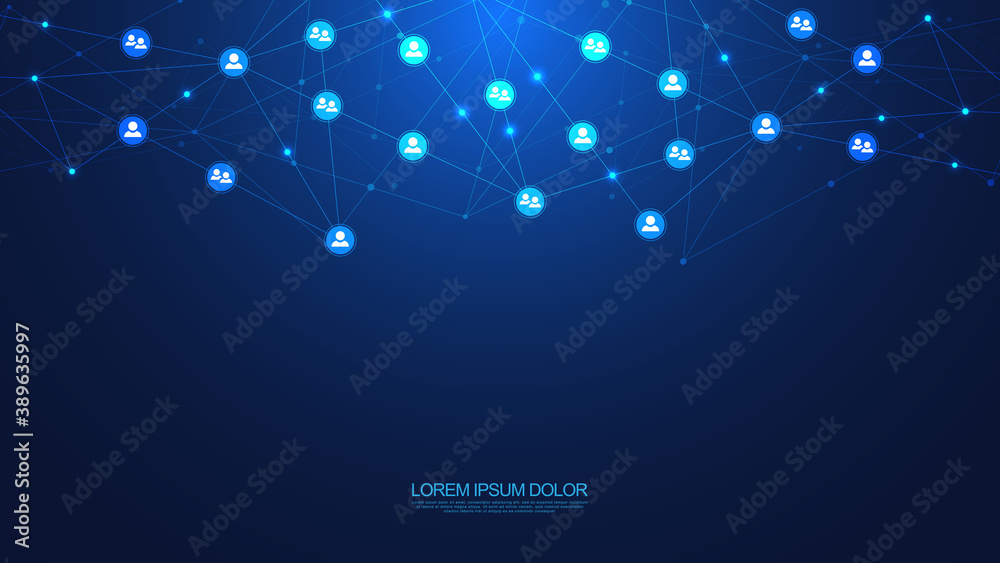 Vector illustration of connecting people and communication concept, social network.