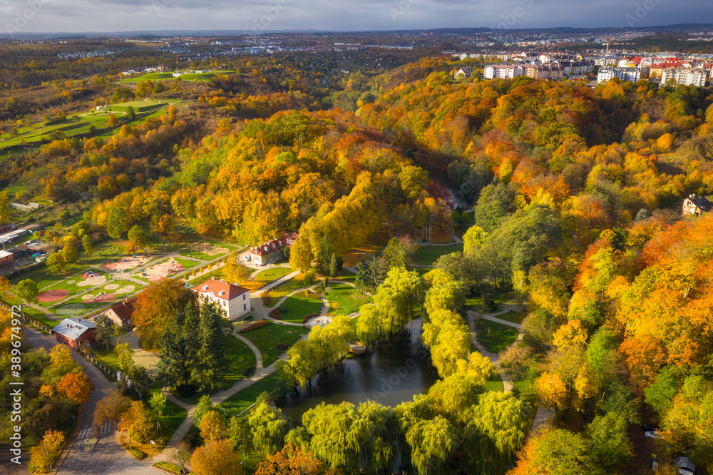 Beautiful autumn in the park of Gdansk Orunia. Poland