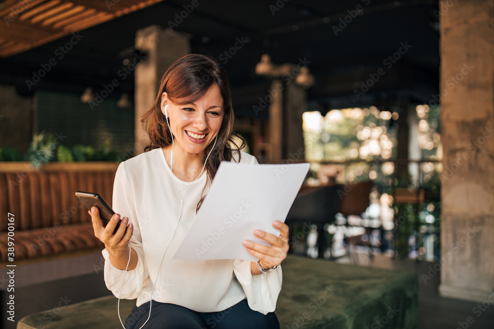 Happy face, business woman.