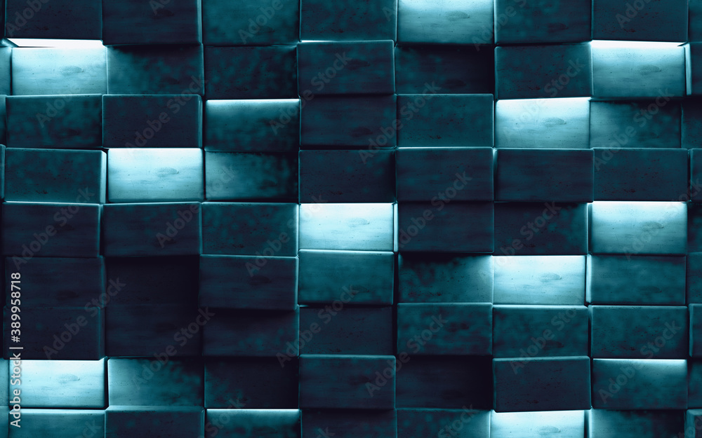 Abstract image of cubes or block background. Futuristic 3d illustration of design of squares, rectan