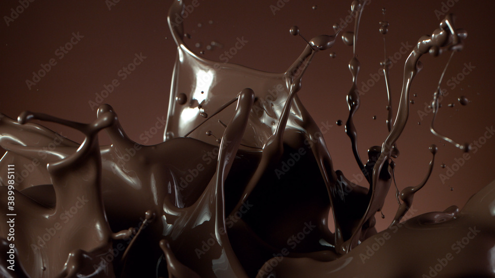 Closeup of splashing hot chocolate