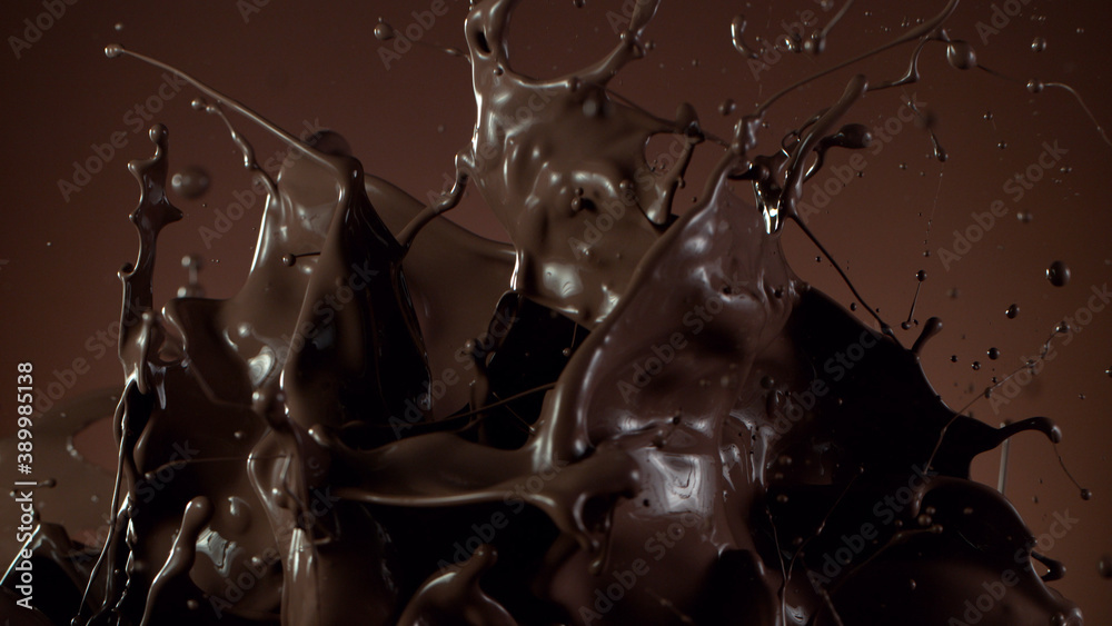 Closeup of splashing hot chocolate