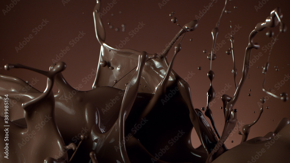 Closeup of splashing hot chocolate