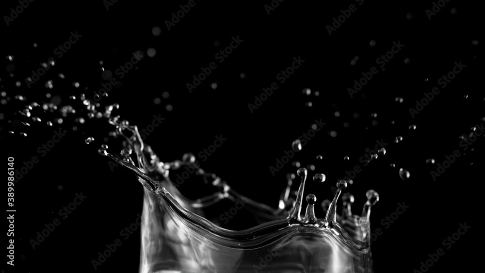 Abstract shape of water splash on black background