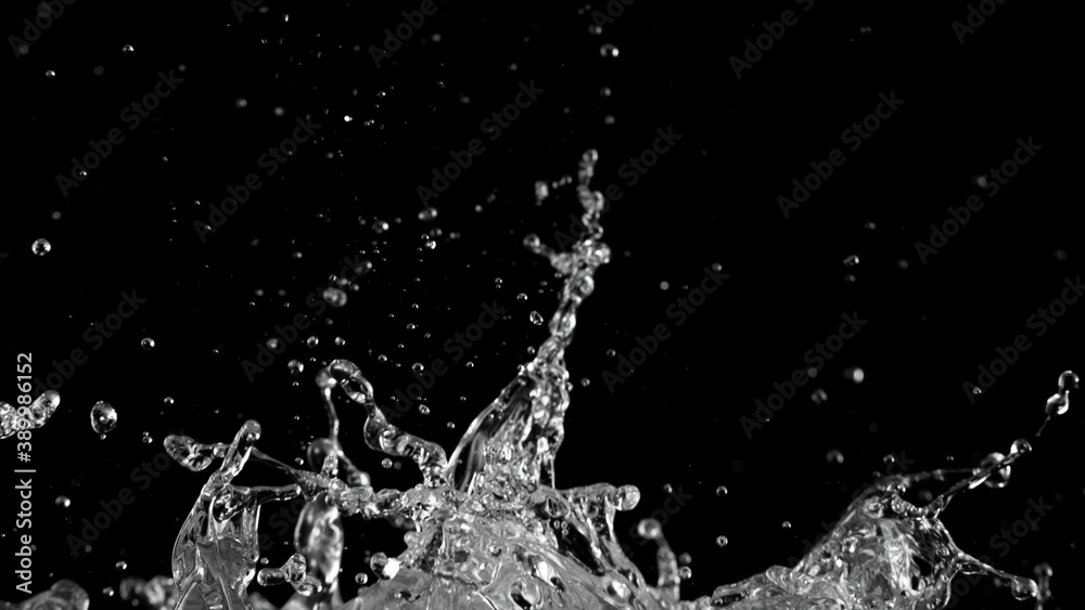 Abstract shape of water splash on black background