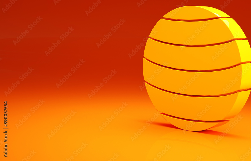 Yellow Planet Venus icon isolated on orange background. Minimalism concept. 3d illustration 3D rende