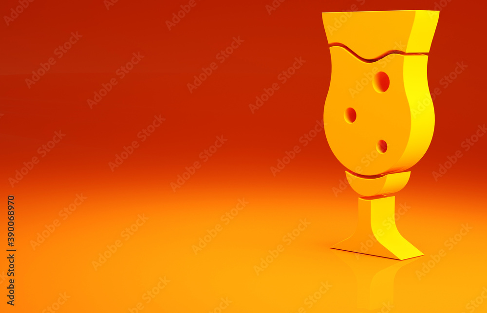 Yellow Glass of beer icon isolated on orange background. Minimalism concept. 3d illustration 3D rend