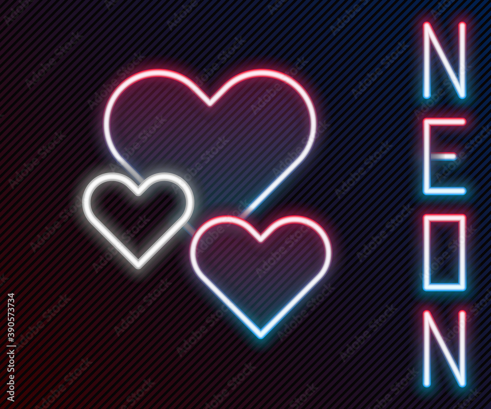 Glowing neon line Heart icon isolated on black background. Romantic symbol linked, join, passion and