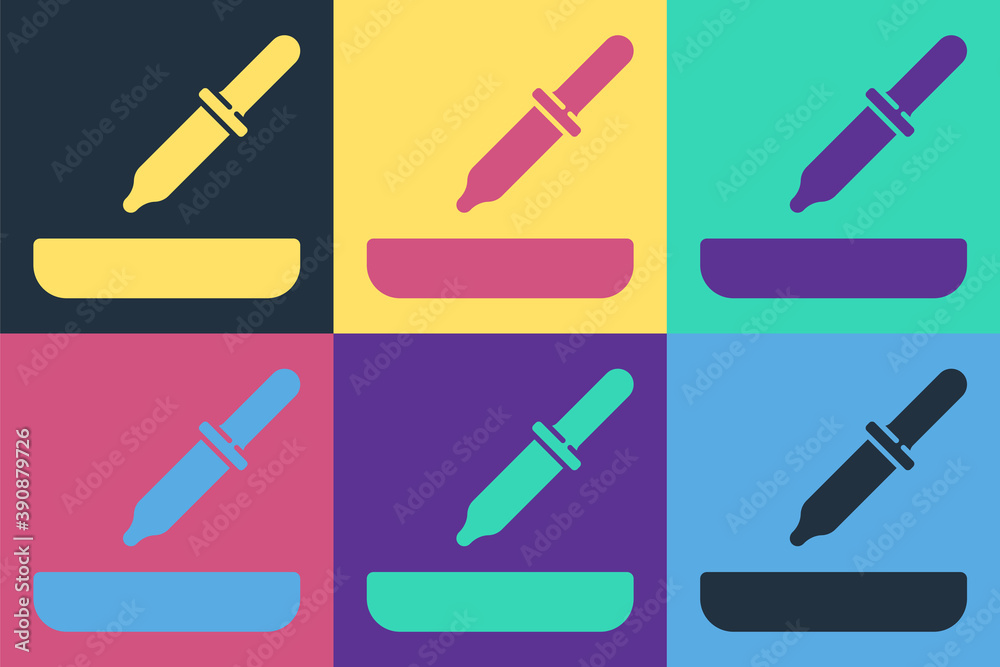 Pop art Pipette icon isolated on color background. Element of medical, cosmetic, chemistry lab equip