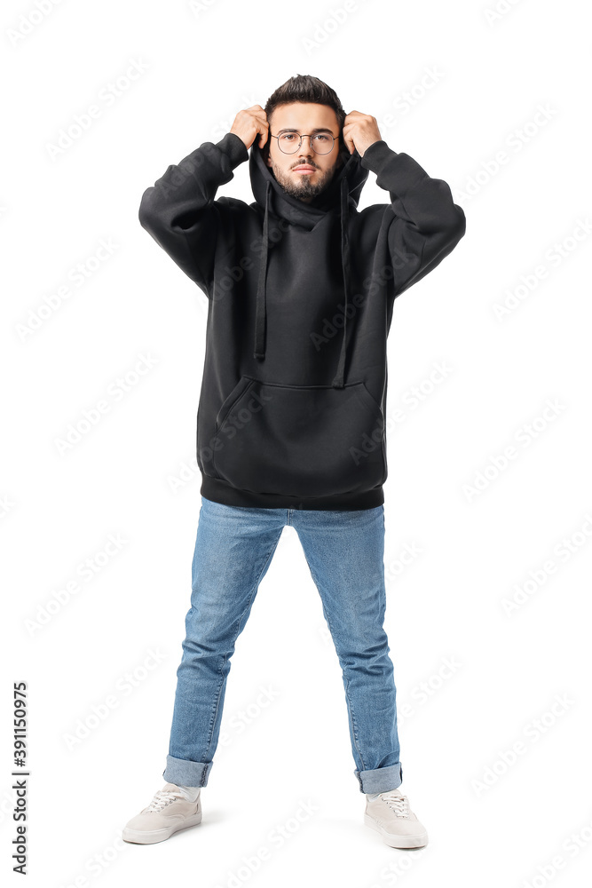 Fashionable young man on white background