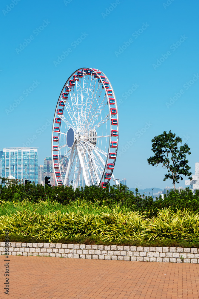 香港摩天轮城市建筑背景