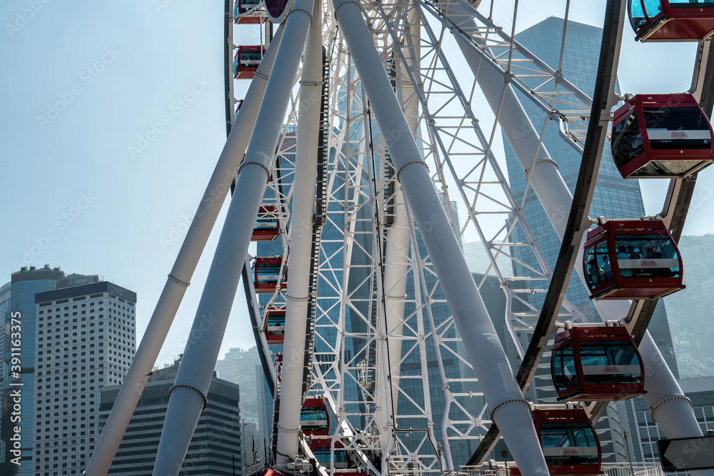 香港摩天轮城市建筑背景