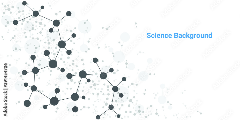 结构分子和通信。Dna，原子，神经元。为您的设计提供科学概念。Connec