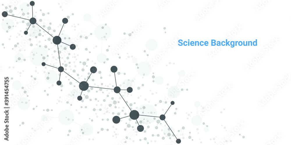 结构分子和通信。Dna，原子，神经元。为您的设计提供科学概念。Connec