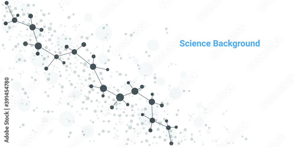 结构分子和通信。Dna，原子，神经元。为您的设计提供科学概念。Connec