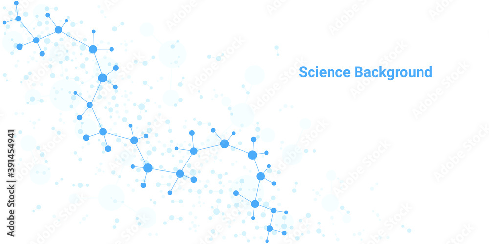 结构分子和通信。Dna，原子，神经元。为您的设计提供科学概念。Connec