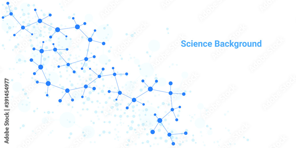 结构分子和通信。Dna，原子，神经元。为您的设计提供科学概念。Connec