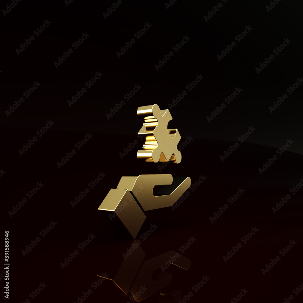 Gold Solution to the problem in psychology icon isolated on brown background. Puzzle. Therapy for me