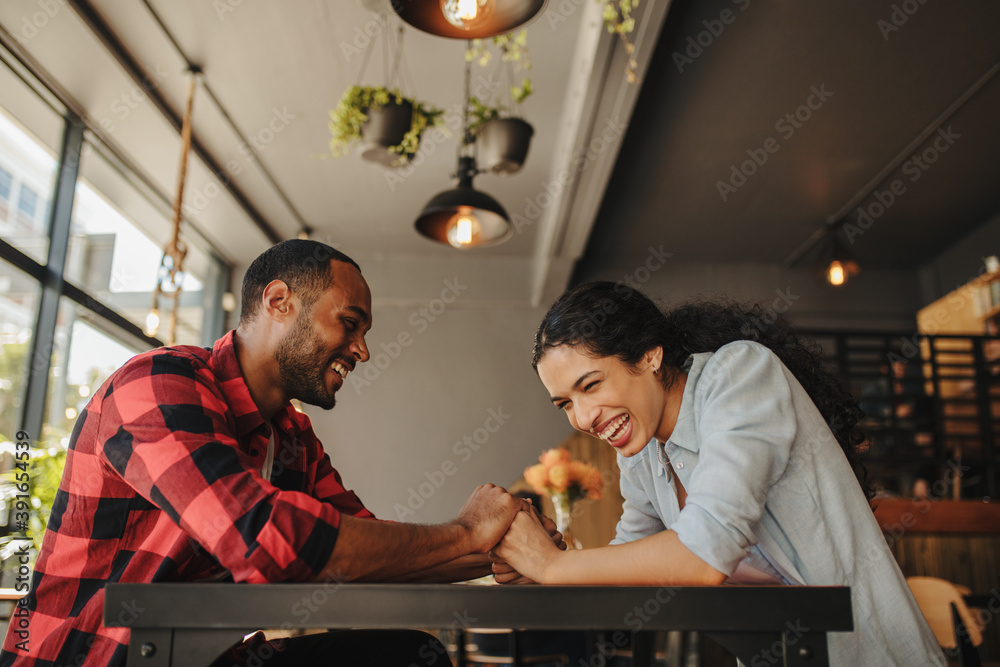 Happy couple having a fun date