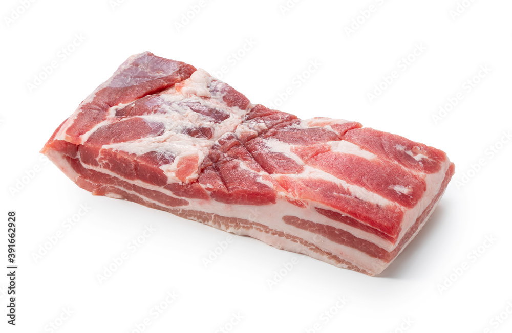 Pork belly on a white background