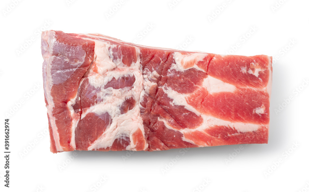 Pork belly on a white background