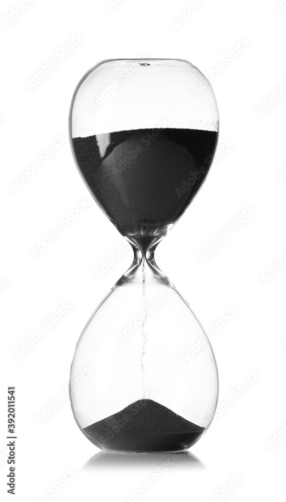 Hourglass on white background. Time management concept