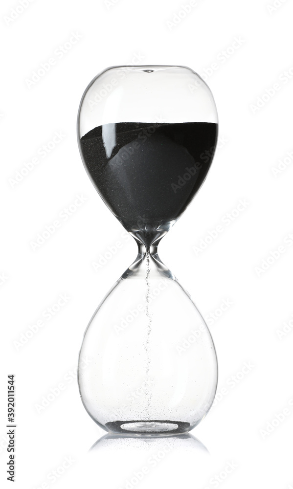 Hourglass on white background. Time management concept