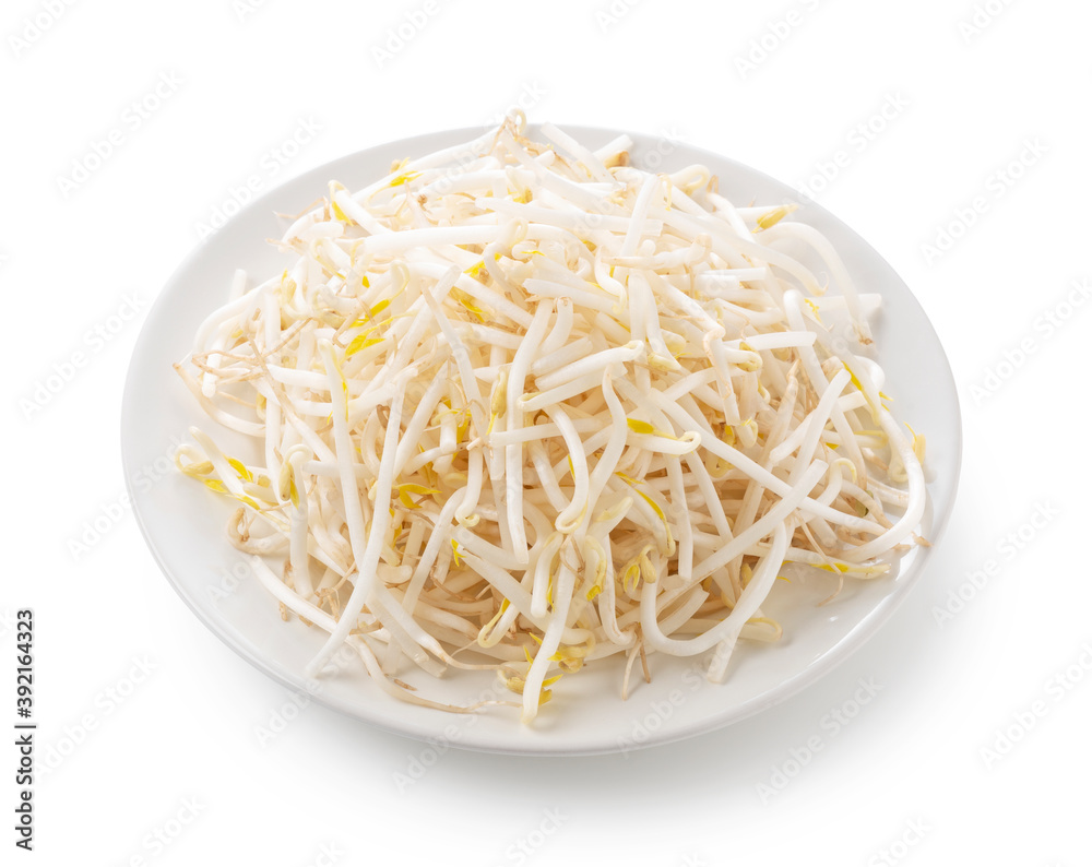 Sprouts in a plate on a white background