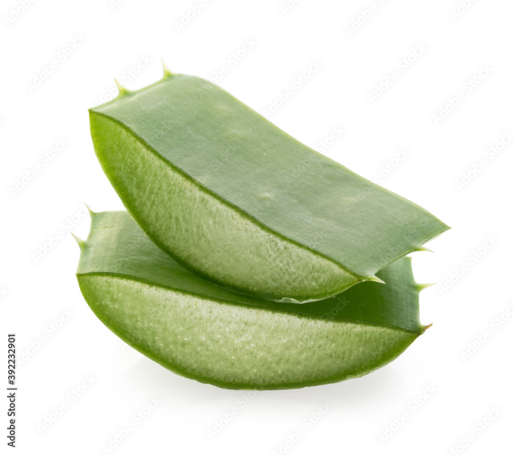 Aloe vera sliced plant isolated on white background