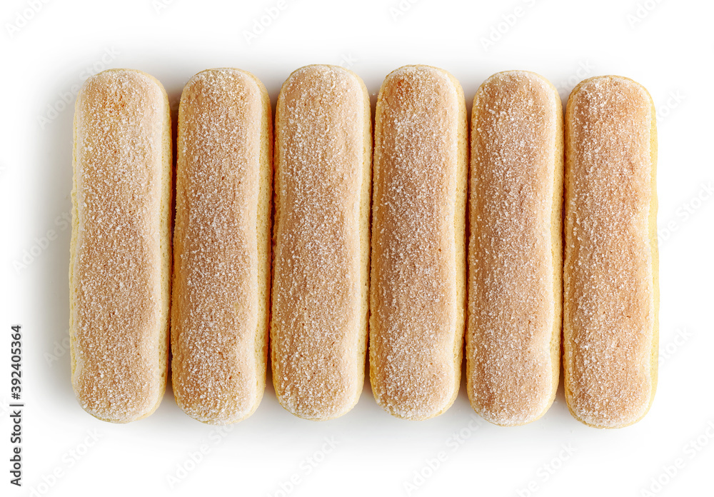 Ladyfinger cookies isolated on white background