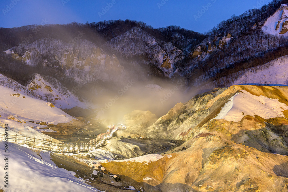 日本北海道Noboribetsu温泉景观