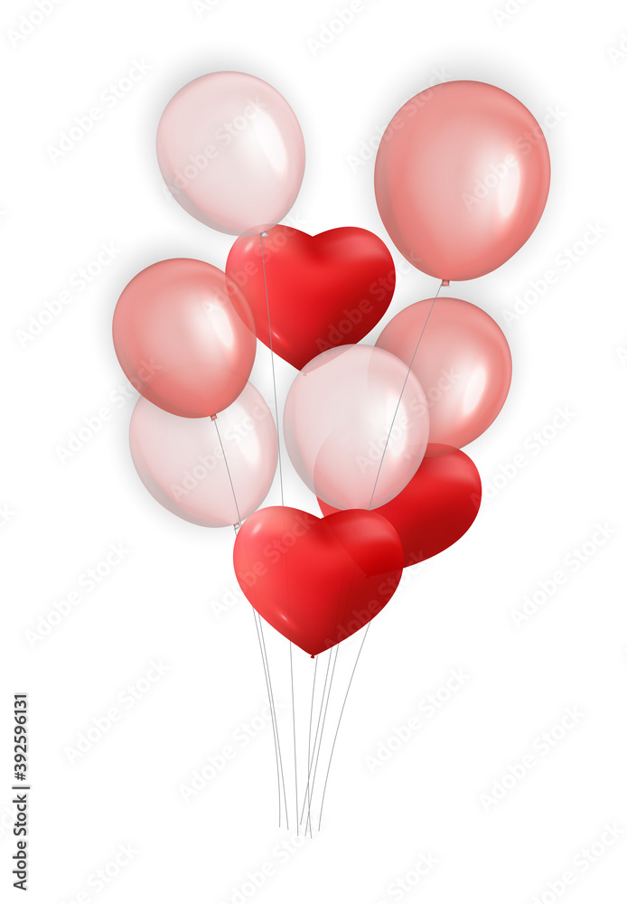 Balloons with Hearts Vector Illustration